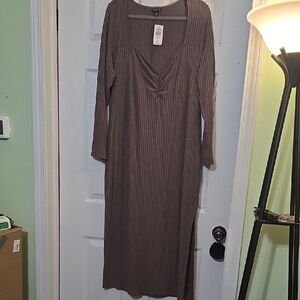 Torrid Brown Long Sleeve Ribbed Dress